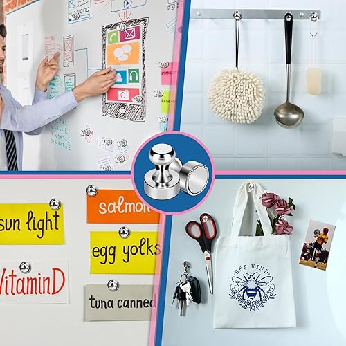 Miniatura 57 de Imanes para refrigerador, 20 unidades, imanes tipo chincheta de metal, dorados, ideales para pizarras blancas, oficinas, aulas o mapas