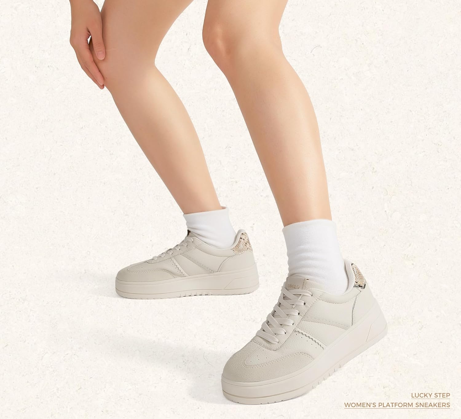 LUCKY STEP Women's Lace Up Platform Sneakers Thick Sole Comfortable Casual Fashion Faux Leather Tennis Low Top Walking Shoes - Image 9