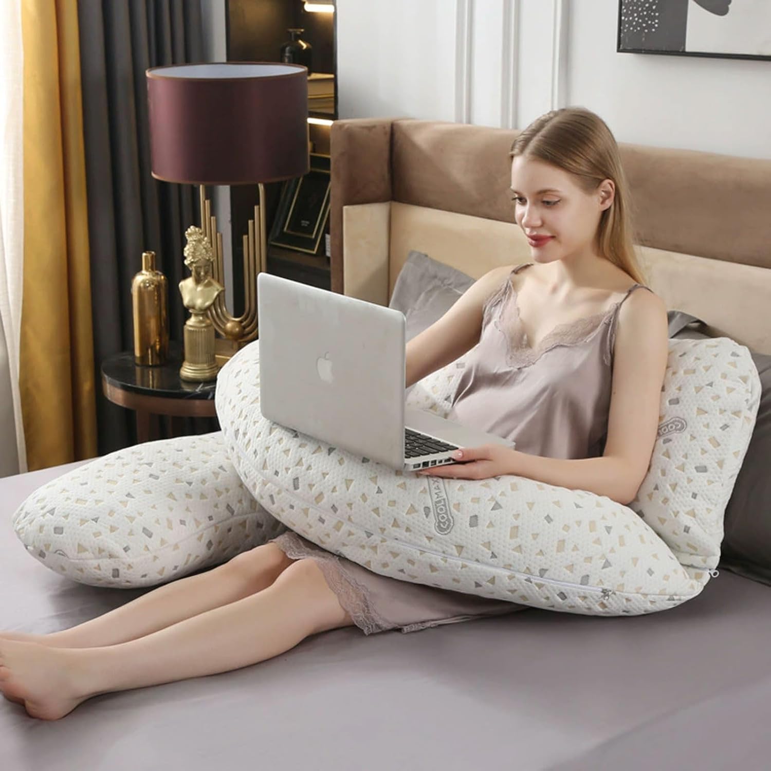 HUHJYUGE Body Pillow for Pregnant Women, Maternity Pillows for Side Sleeping, G-Shape Full Body Pregnancy Pillow, with Removable Washable Cover, Support for Back, Belly, HIPS, Legs (B)