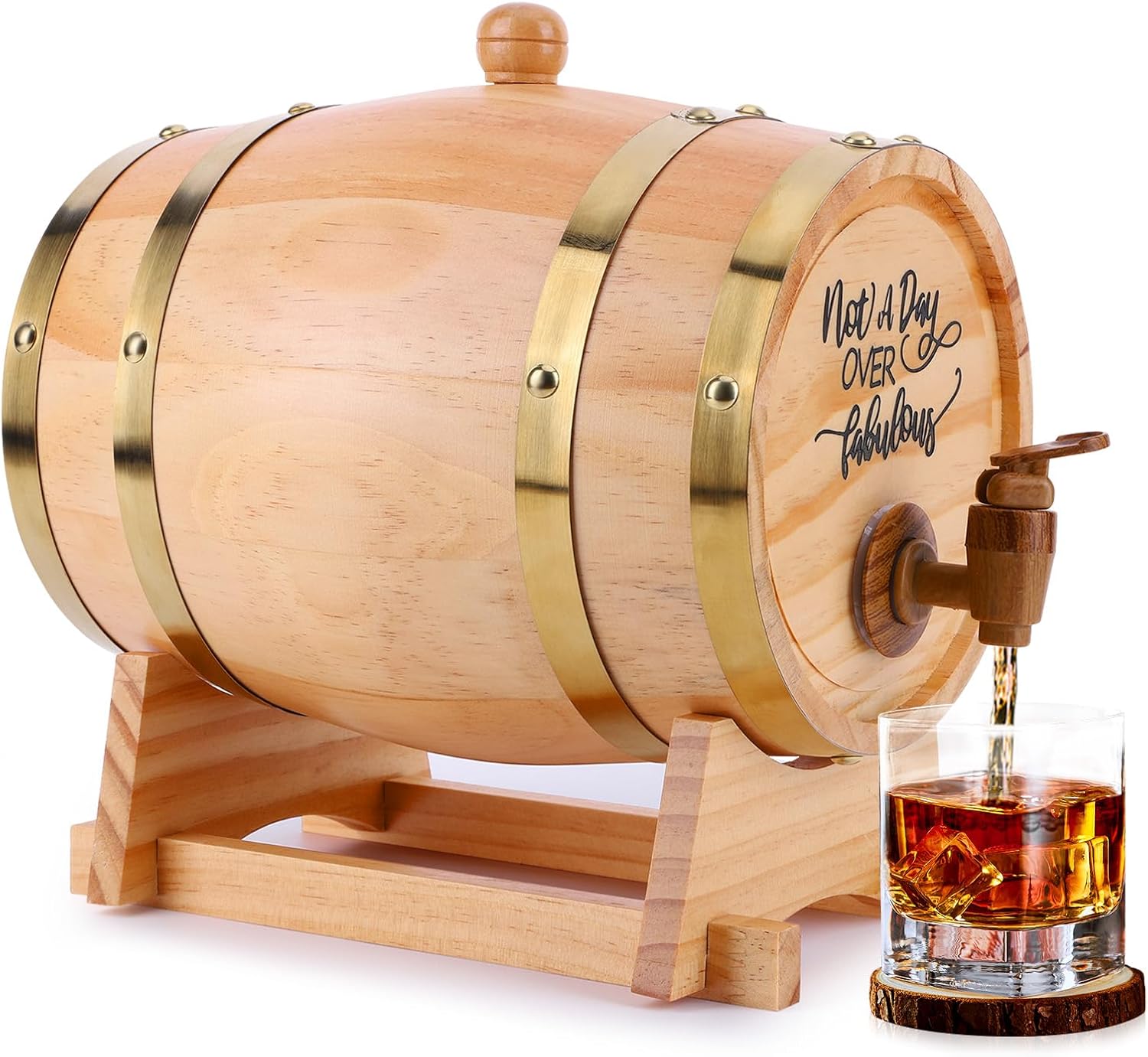 3L Oak Barrels For Aging Whiskeys | Wooden Whiskeys Wine Barrel | Barril De Madera | Wood Barrel Decanter Liquor Dispenser With Wood Stand Bung And Spigot For Whiskeys Bourbon Cocktails Rum