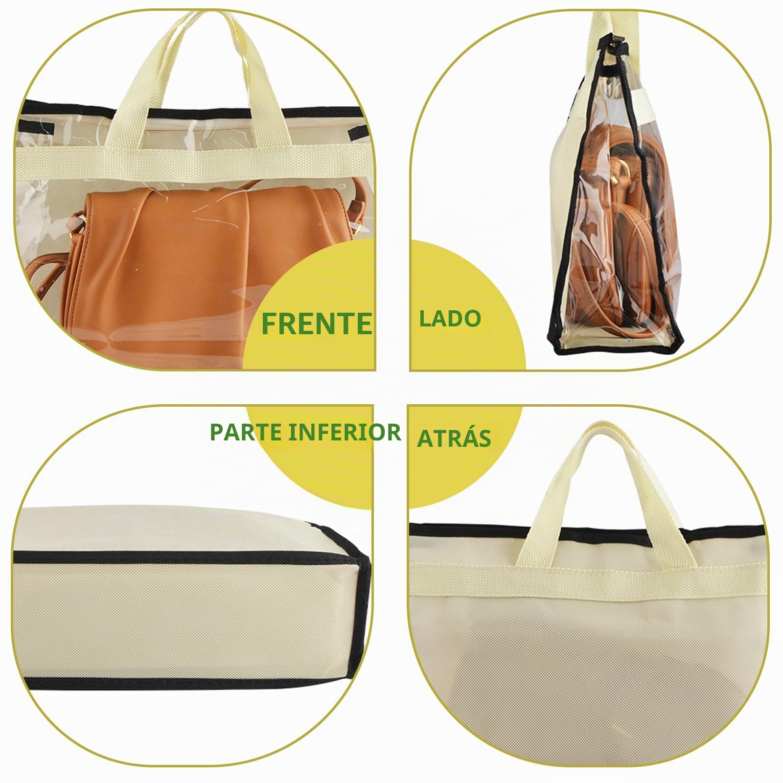 Gcroet Bolsa de Almacenamiento de Bolsos, Organizador de Bolsos, Bolsa con Cubierta Antipolvo, Transparente, Antipolvo, Bolsa de Almacenamiento para Colgar Armario con Cremallera (Paquete de 5)