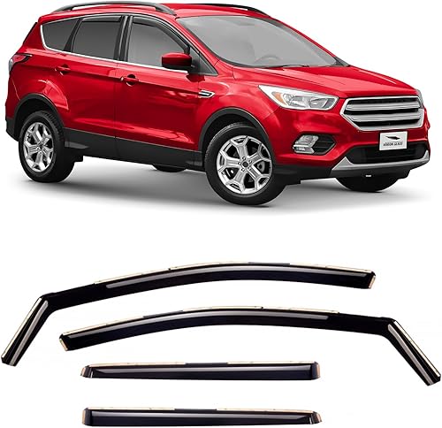 Voron Glass Protectores de lluvia extra duraderos en canal para Ford Escape 2013-2019, viseras de ventana de ventilación, deflectores de ventana, 4
