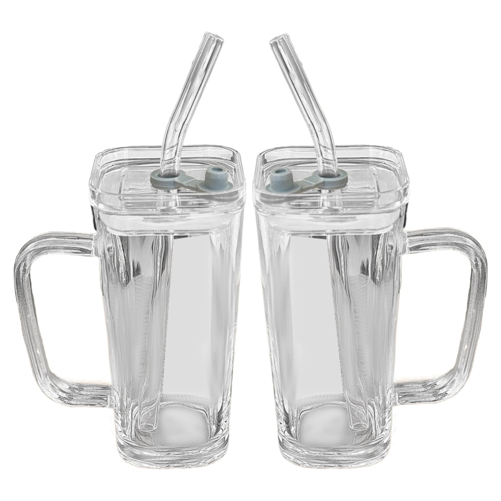 Taza de café de vidrio transparente de alta calidad con elegante asa para cóctel