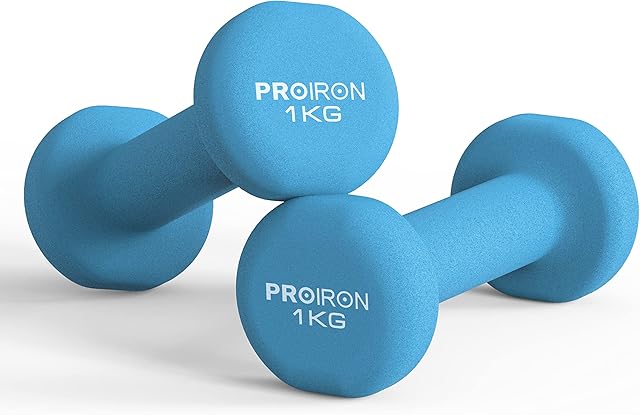 PROIRON Neoprene Dumbbell Home Exercise for Ladies Kids Arm Hand Weights Pilates Dumbbells in 1kg 1.5kg 2kg 3kg 4kg 5kg 6kg 8kg 10kg Pair