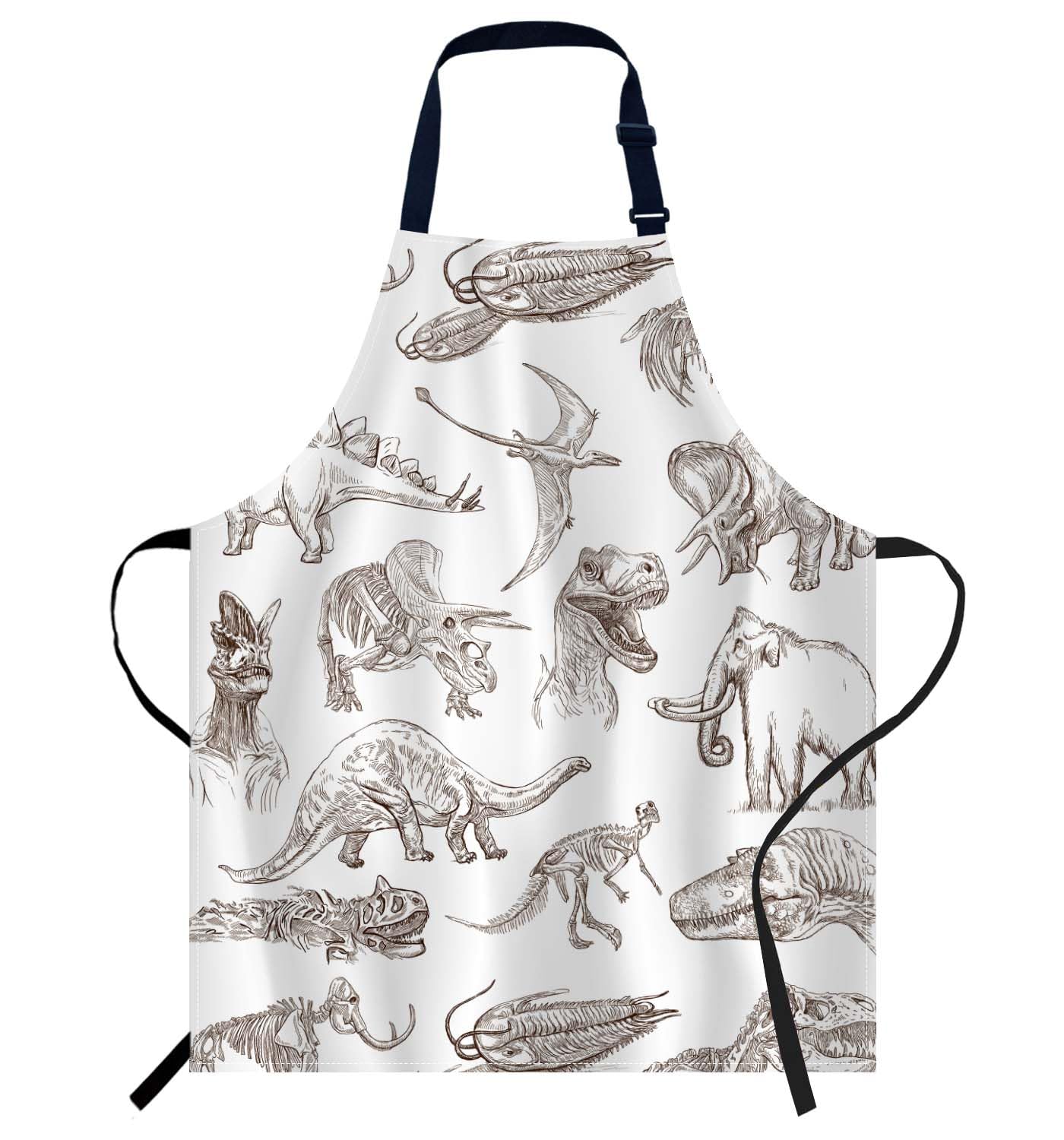 Smooffly Dinosaur Apron,Adjustable Neck Bib Apron for Men Women,Suitable for Kitchen Cooking Waitress Chef Apron
