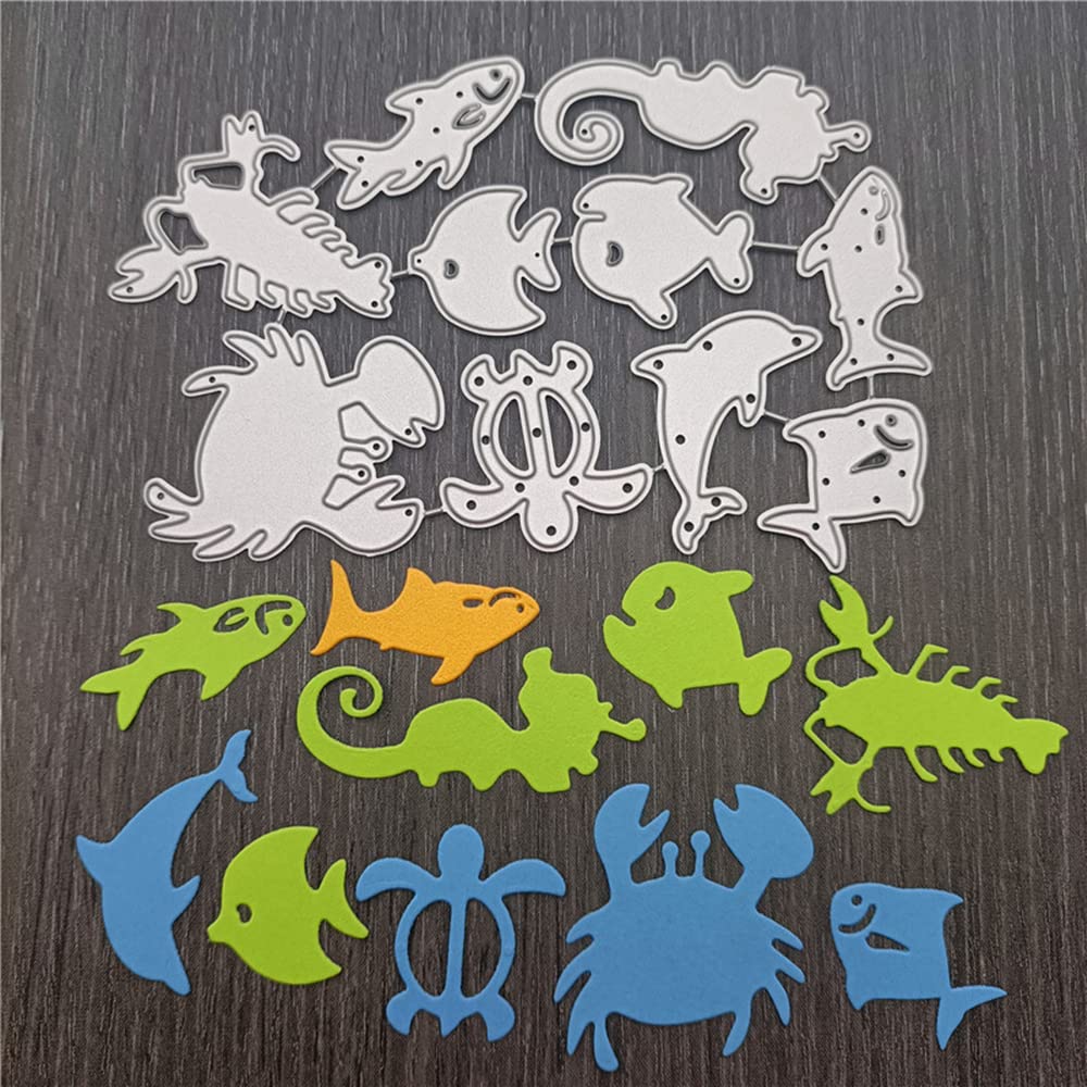 Metal Marine Fish Crab Lobster Die Cuts Cutting Dies Embossing Stencils Template Mould for Card Making Decoration and DIY Scrapbooking Album