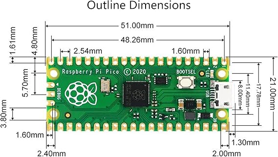 Pre-Soldered Header Raspberry Pi Pico with USB Cable, Based on Raspberry Pi RP2040 Dual-Core ARM Cortex M0+ Processor, Running up to 133 MHz, Beginner-Friendly Microcontroller