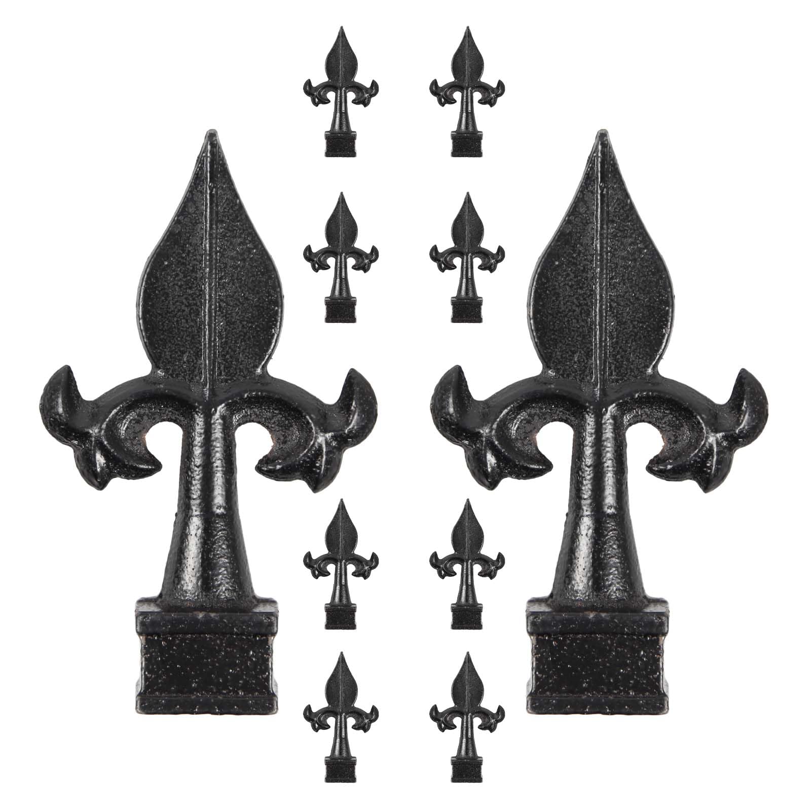 Photo 1 of 10Pcs Metal Fleur De Lis Fence Topper Fits 3/4" Square Post Cast Iron Black Fence Finials Topper Fence Post Caps for Garden Yard Lawn Iron Picket Fences Spire Decoration