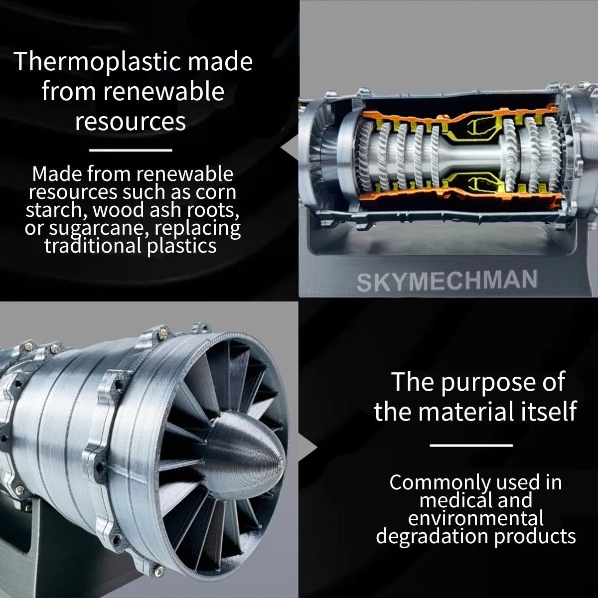 Skala 1/18 WS 15 Turbofan, model silnika turbofanowego, zestaw do montażu, nadruk 3D, funkcjonalny model silnika samolotowego do fizyki, zabawka eksperymentalna dla dorosłych (50+ szt.)