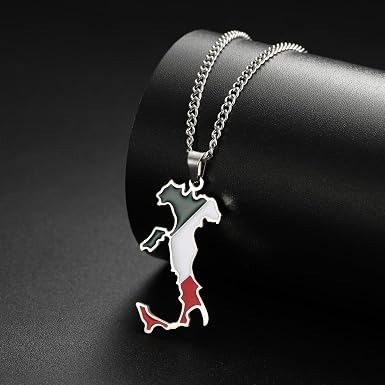 Collana con ciondolo con mappa dell'Italia - Gioielli