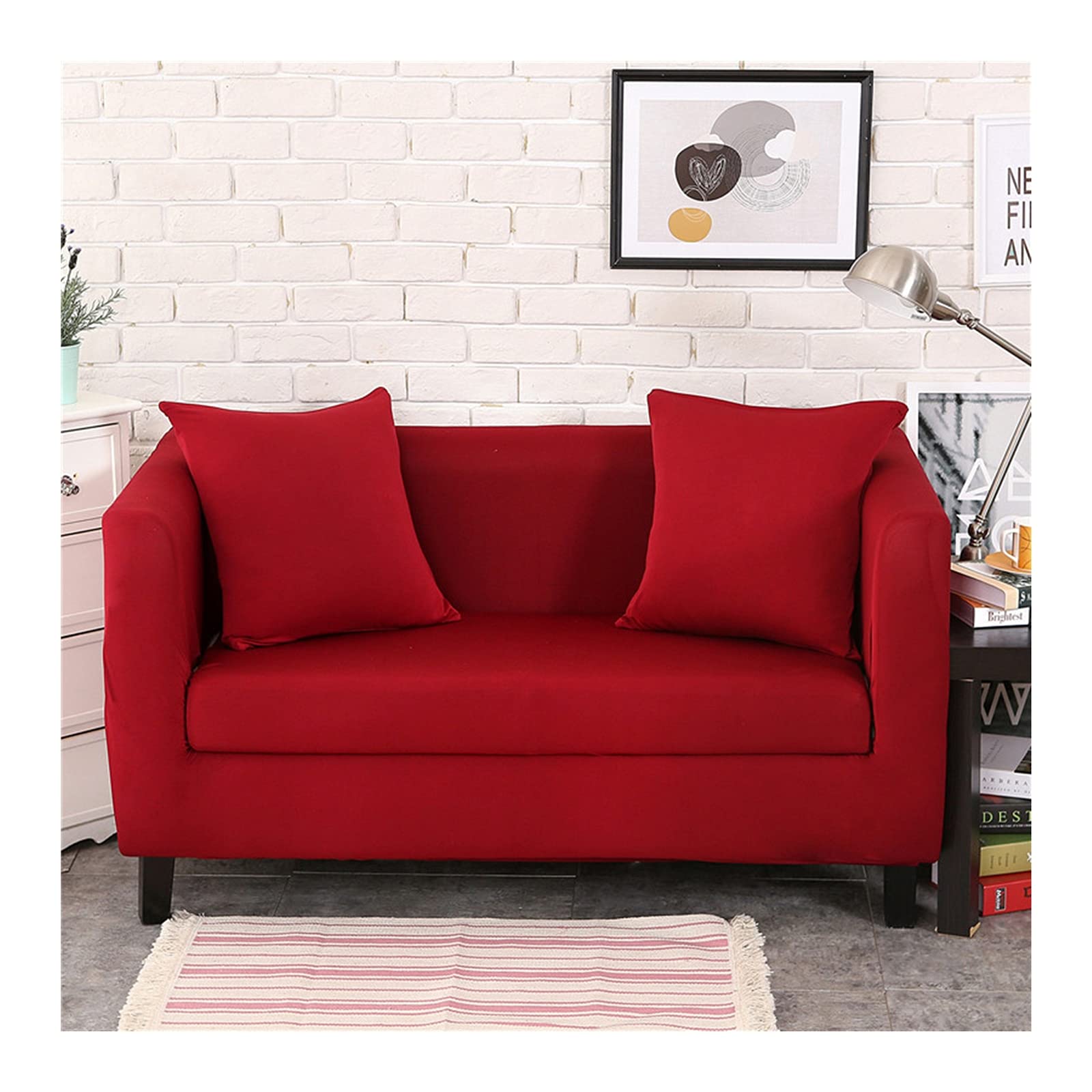 Housse canapé 2 places rouge extensible 145-185cm protecteur