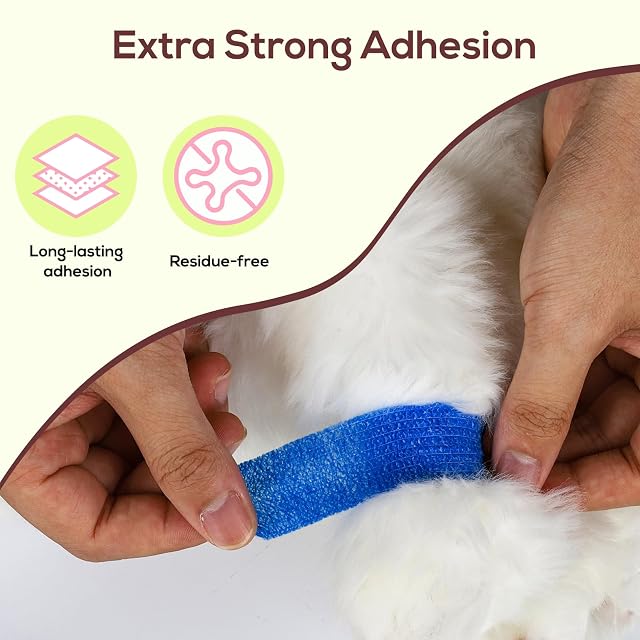 Foto 4 de 7 de Cozary 12 Rollos de Venda Autoadhesiva Elástica para Mascotas, 2.5cm x 4.5m Esparadrapo Deportivo