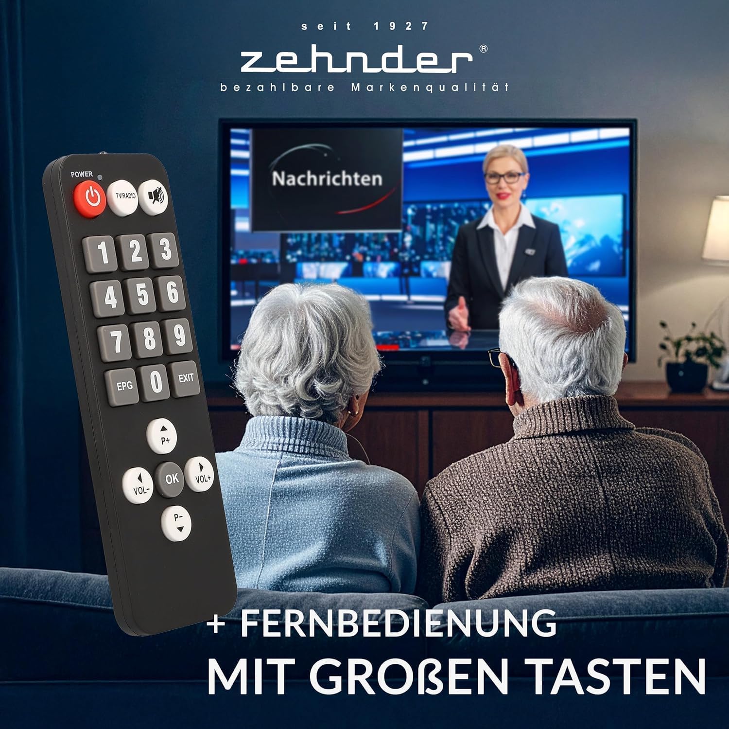 [ Test MOLTO BUONO, Note 1.2 *] Ricevitore satellitare Zehnder HX 2200 + telecomando per anziani, con funzione di registrazione PVR, HD abilitato, Full HD HDMI, Digital TV satellitare, ricevitore
