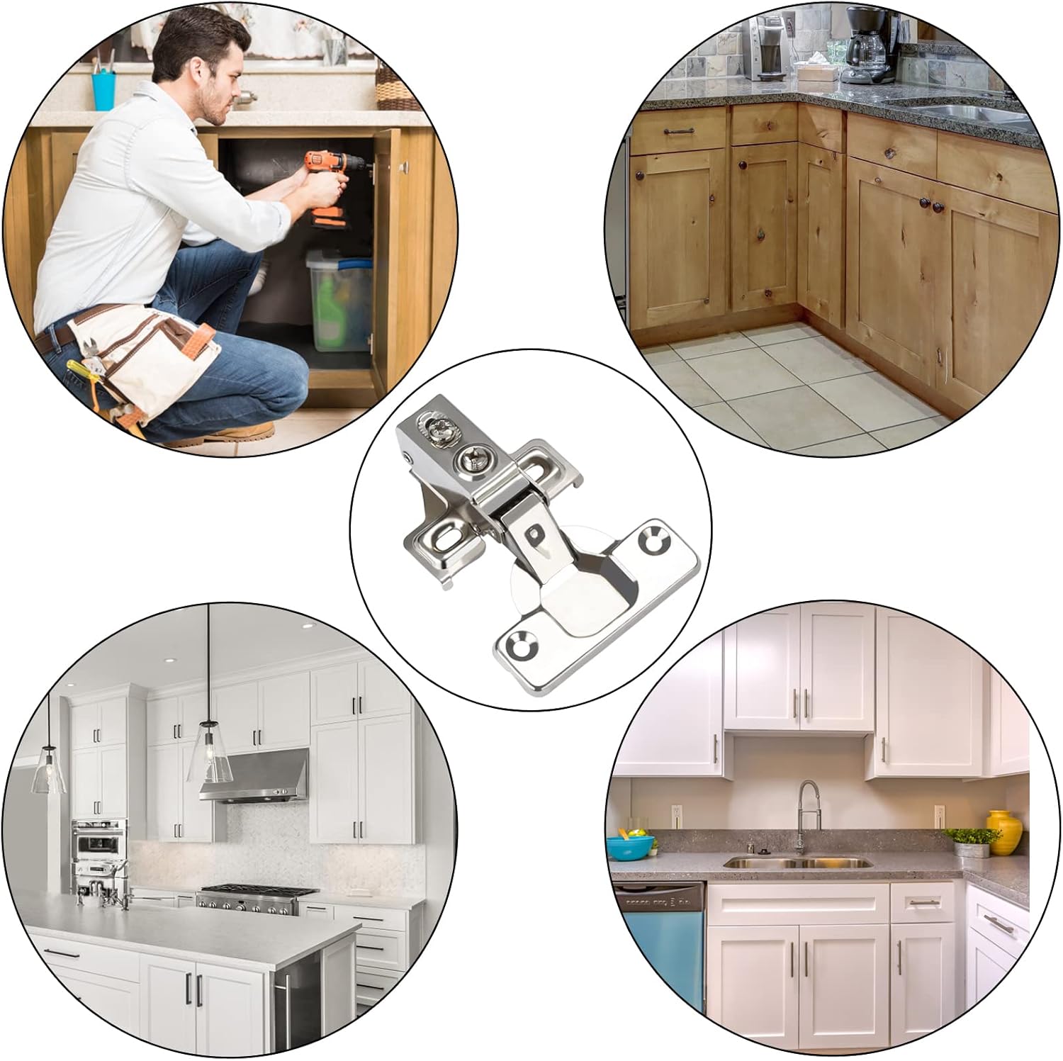 BESTEEL 24 Pack 1/2 inch Overlay Soft Close Cabinet Door Hinges for Kitchen Cabinet Hinges, 100 Degree Opening Angel, Stainless Concealed Kitchen Cabinets Hinge Self Closing with Drilling Tool &Manual