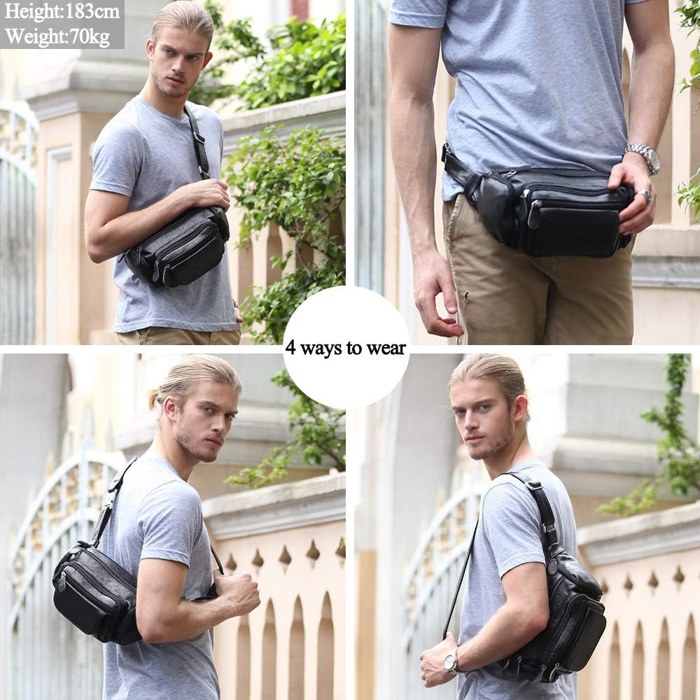 TIDING Genuine Leather Fanny Pack for Men Multifunction Waist Bag Outdoor Travel Camping Crossbody Bag - Image 6
