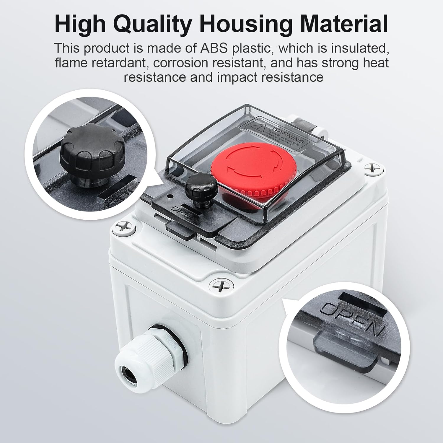 Emergency Stop Button with Cover, IP67 Waterproof Push Button Switch Box Mushroom Momentary Switch Red Push Switch Box with Transparent Visible Cover AC/DC 6A-110V/3A-240V/2.5A-380V