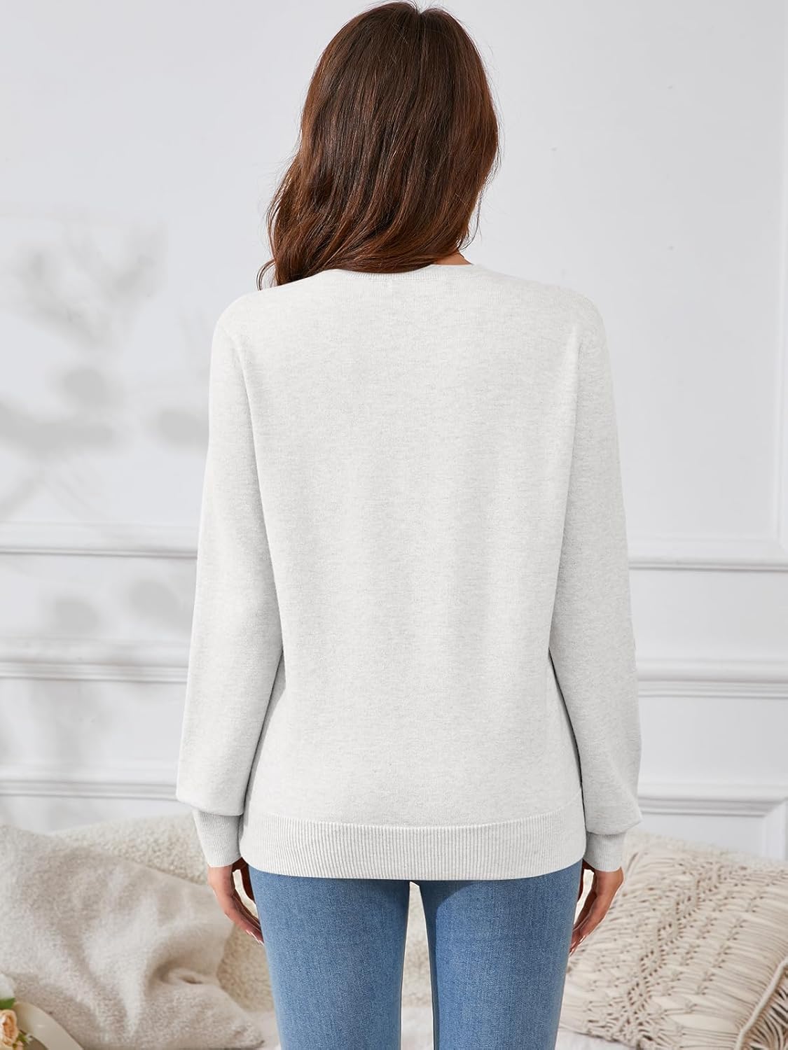 Women's Long Sleeve Sweater Classic 2024 Fall Soft Basic Crewneck Business Casual Pullover Tops Trendy Outfits - Image 3