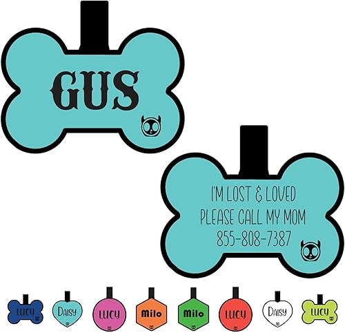 Placa de identificación silenciosa de silicona personalizada con 5 líneas de identificación de mascotas grabadas profundas, duraderas y sin sonido