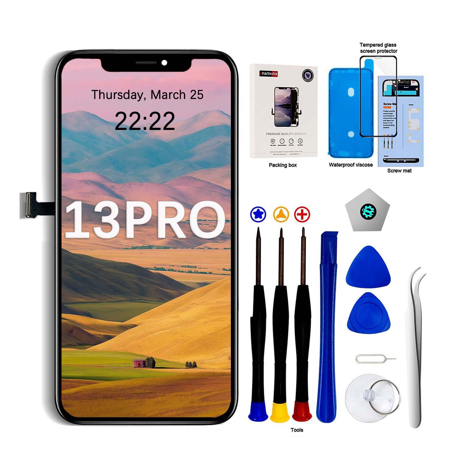 Écran pour iPhone 13 Pro LCD de remplacement EFaith avec vitre tactile tactile 3D Touch