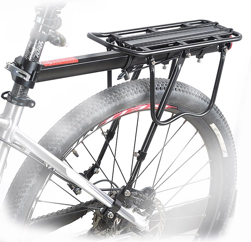 Yosmy Bike Rear Rack Bicycle Pannier Rack, Adjustable Bike Cargo Racks Aluminium Alloy Rear Seat Luggage Bags Rack Bike Carrier Racks Bicycle Accessories Equipment Stand with Reflector