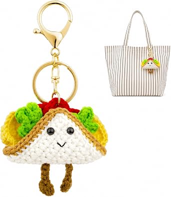 Taco Keychain, Handmade Crochet Taco Bag Charm & Cute Foodie Gift