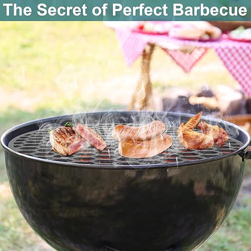 Miniatura 7 de BMMXBI 8835 Rejilla de cocción de hierro fundido de 21.5 pulgadas para Weber Original Kettle Premium 22 pulgadas, rejillas antiadherentes de