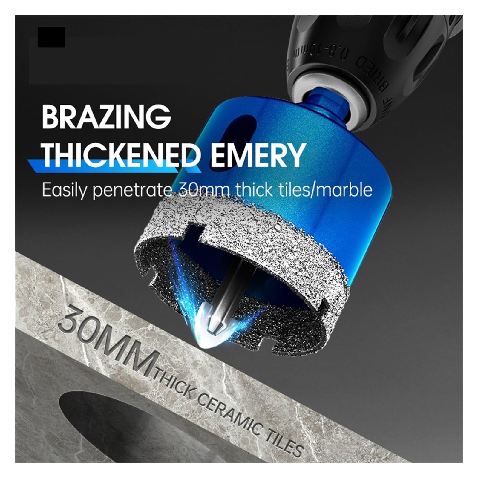 Juego de brocas sierra con revestimiento diamante, 8 Uds., 6-45mm, azulejo, mármol, granito