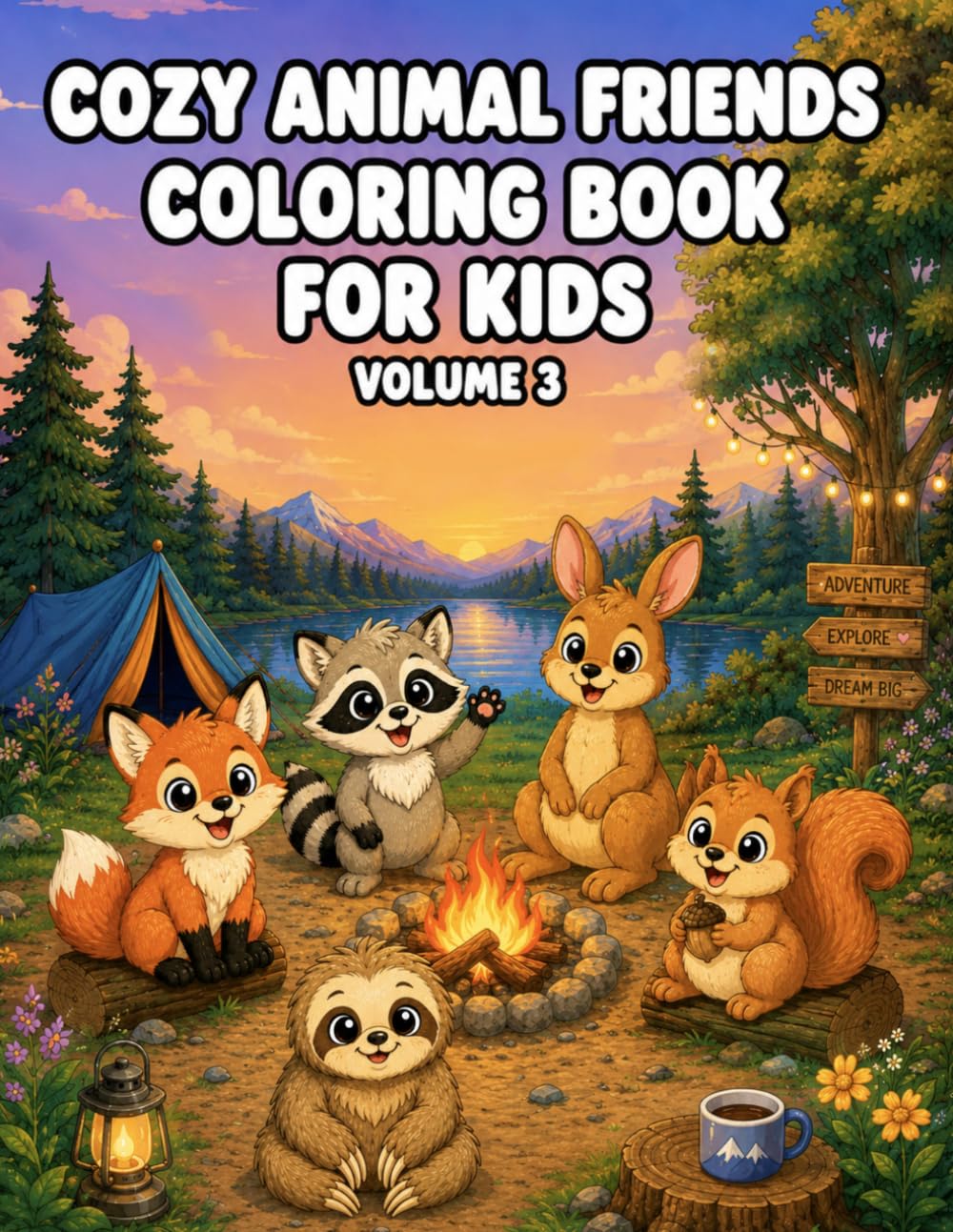 Cozy Animal Friends Coloring Book for Kids Volume 3: Adorable Animal Adventures, Cute Wildlife Friends, and Relaxing Coloring Pages for Kids (Cozy Coloring Books for Kids)