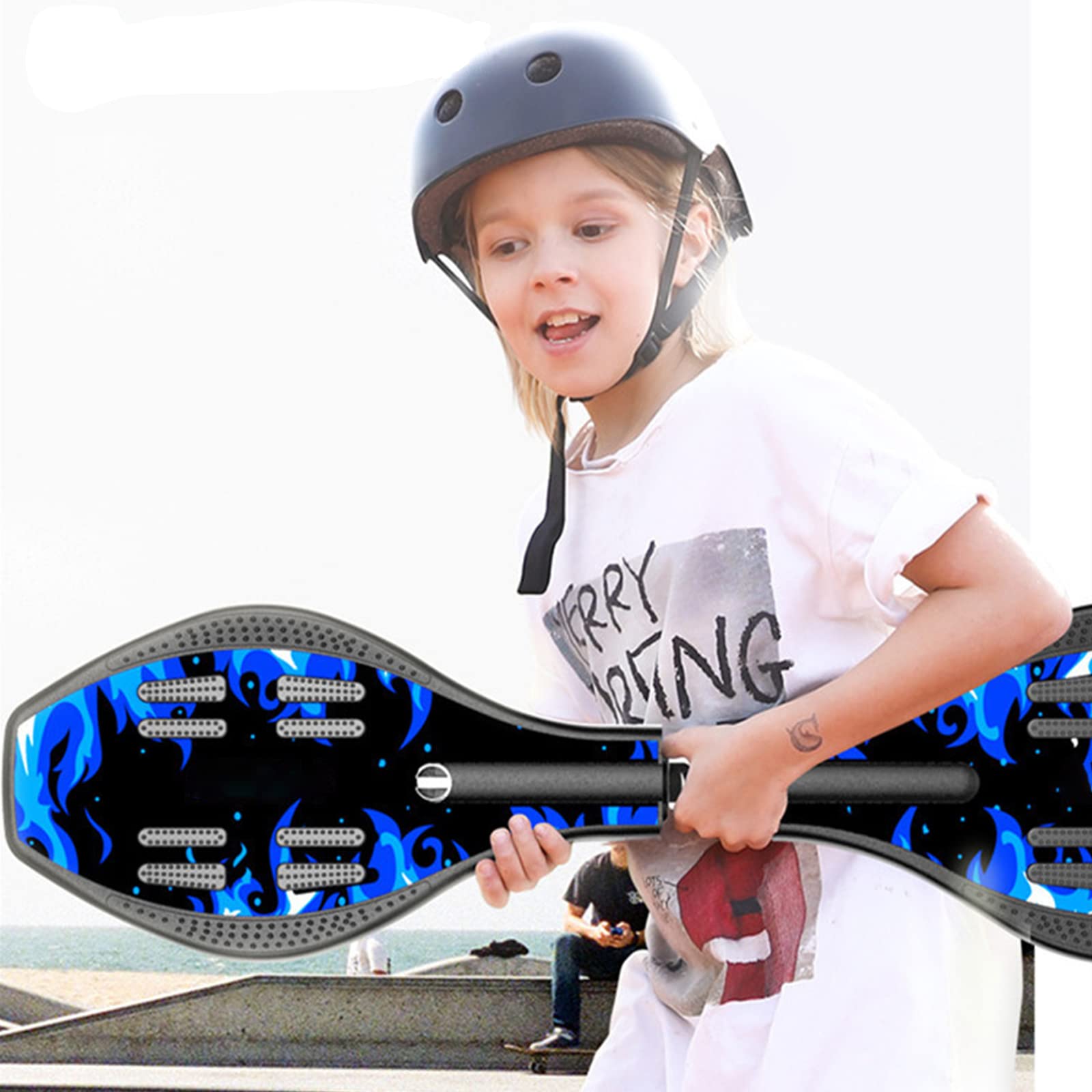 Waveboard Kinder ab 10 Jahre, Streetsurfing Snakeboard Waveboards mit Leuchtrollen, Skateboard für Kinder und Jugendliche, Bis 129 kg, 87x23x12,5 cm