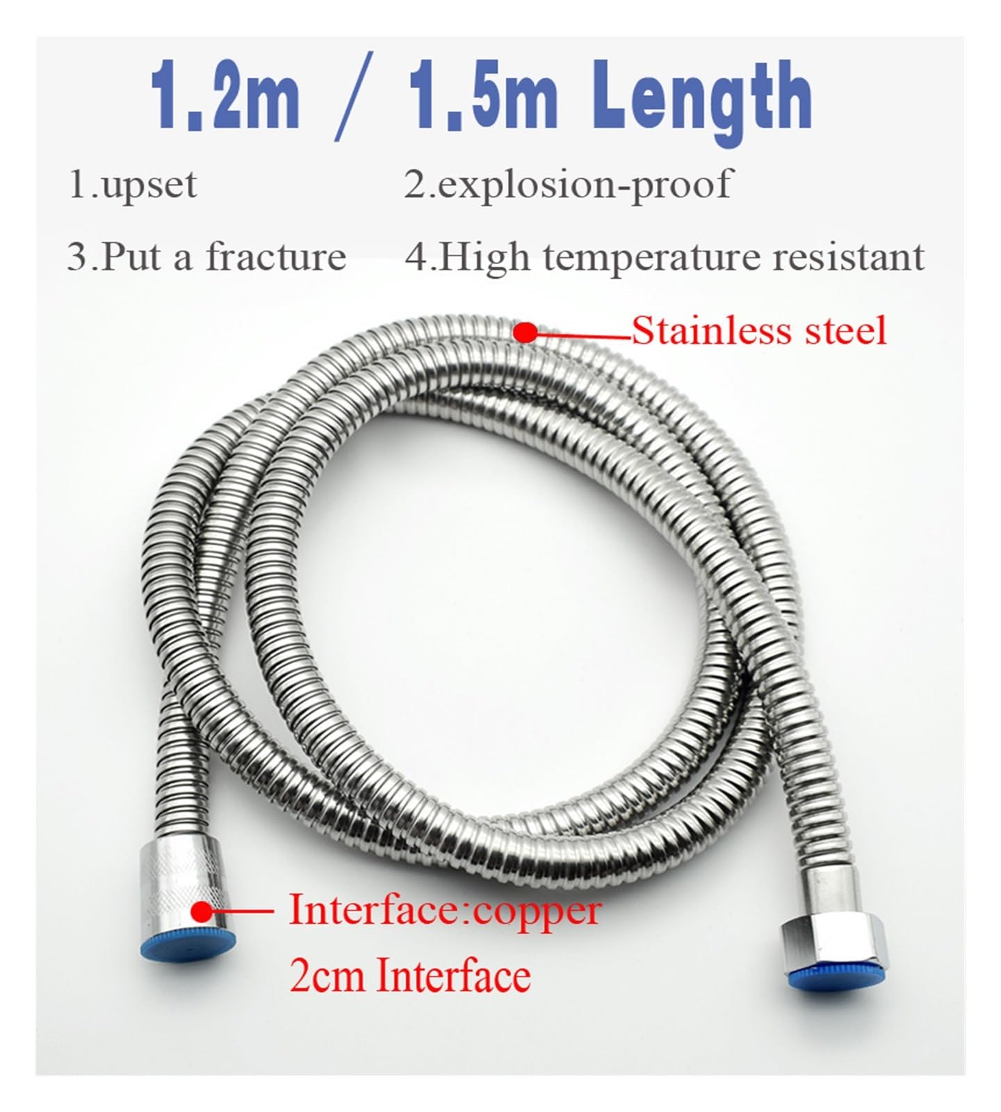 Manguera de ducha de acero inoxidable de 2 m, diseño flexible antitorsión, ajuste universal para todas las duchas, resistente a alta presión, fácil de instalar y fiable