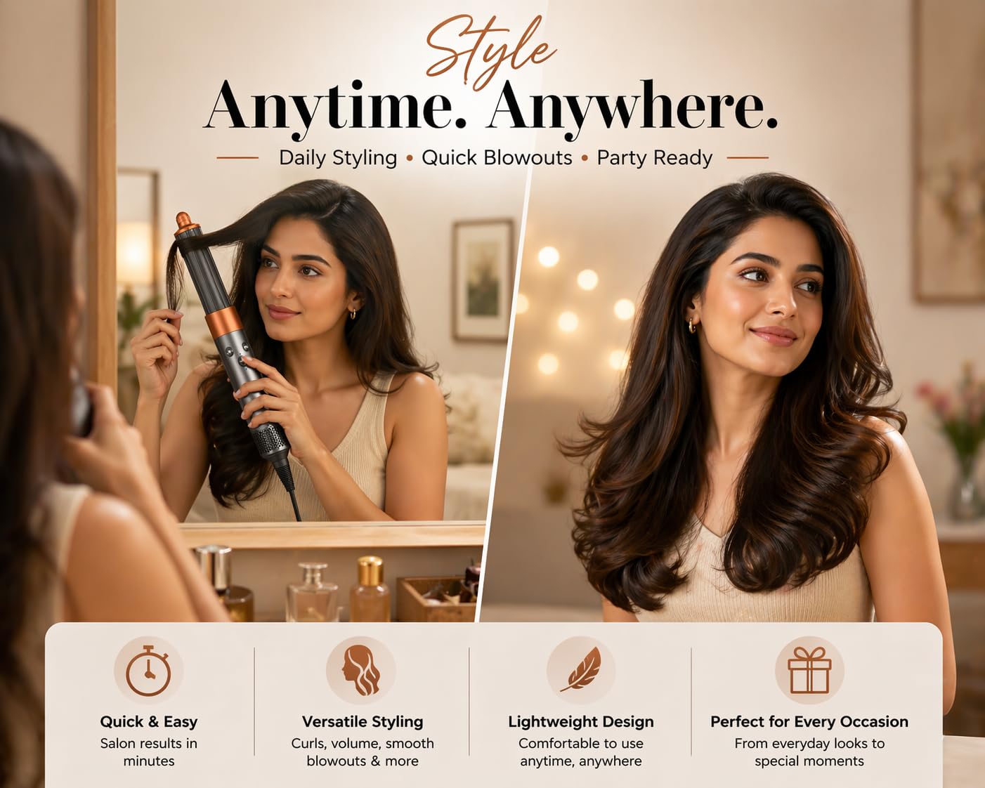 Orynthis Air Ultra Pro 6-In-1 Multi-Styler with BLDC Digital Motor | Curl, Dry, Smooth and Volumize | Heat-Protective Airflow | 1 Year Warranty,1300 Watts 4