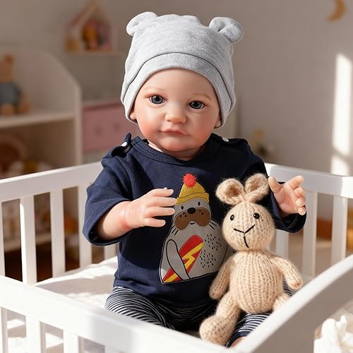 Miniatura 3 de WOOROY Muñecas realistas de bebé recién nacido de 19 pulgadas, hechas a mano, muñecas de bebé recién nacidas con cuerpo de tela suave, juguetes de