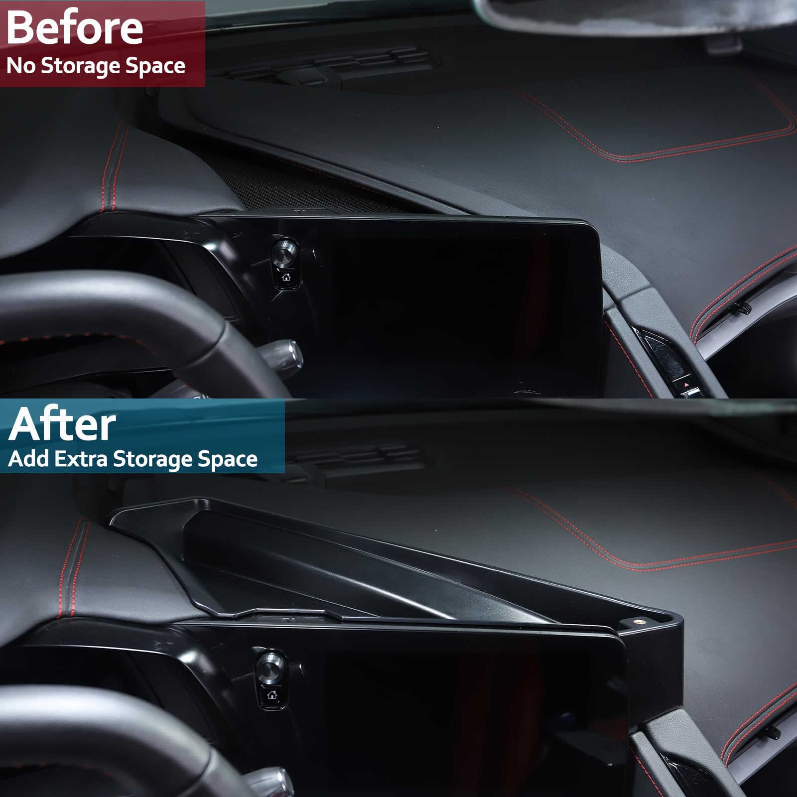 CHEAYAR Taca na deskę rozdzielczą, konsola środkowa, taca do przechowywania, pasuje do Corvette C8 Stingray 2020, 2021, 2022, 2023, z uchwytem na telefon komórkowy, konsola, akcesoria do deski