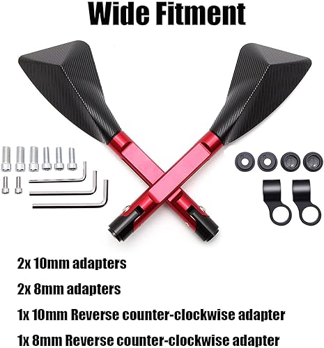 Vista 13 de JMTBNO Espejos retrovisores universales M8 M10 para motocicleta, manubrio, espejo lateral lateral compatible con Honda Scooter Suzuki Yamaha