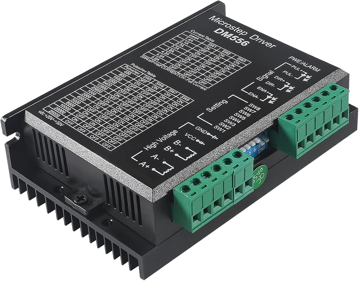 2PACK CNC Digital Stepper Driver DM556 Stepper Motor Controller 2-Phase Stepper Motor Driver 20-50V DC Max 5.6A 128 Subdivision for Nema 23, 24 and Nema 34 Stepper Motor