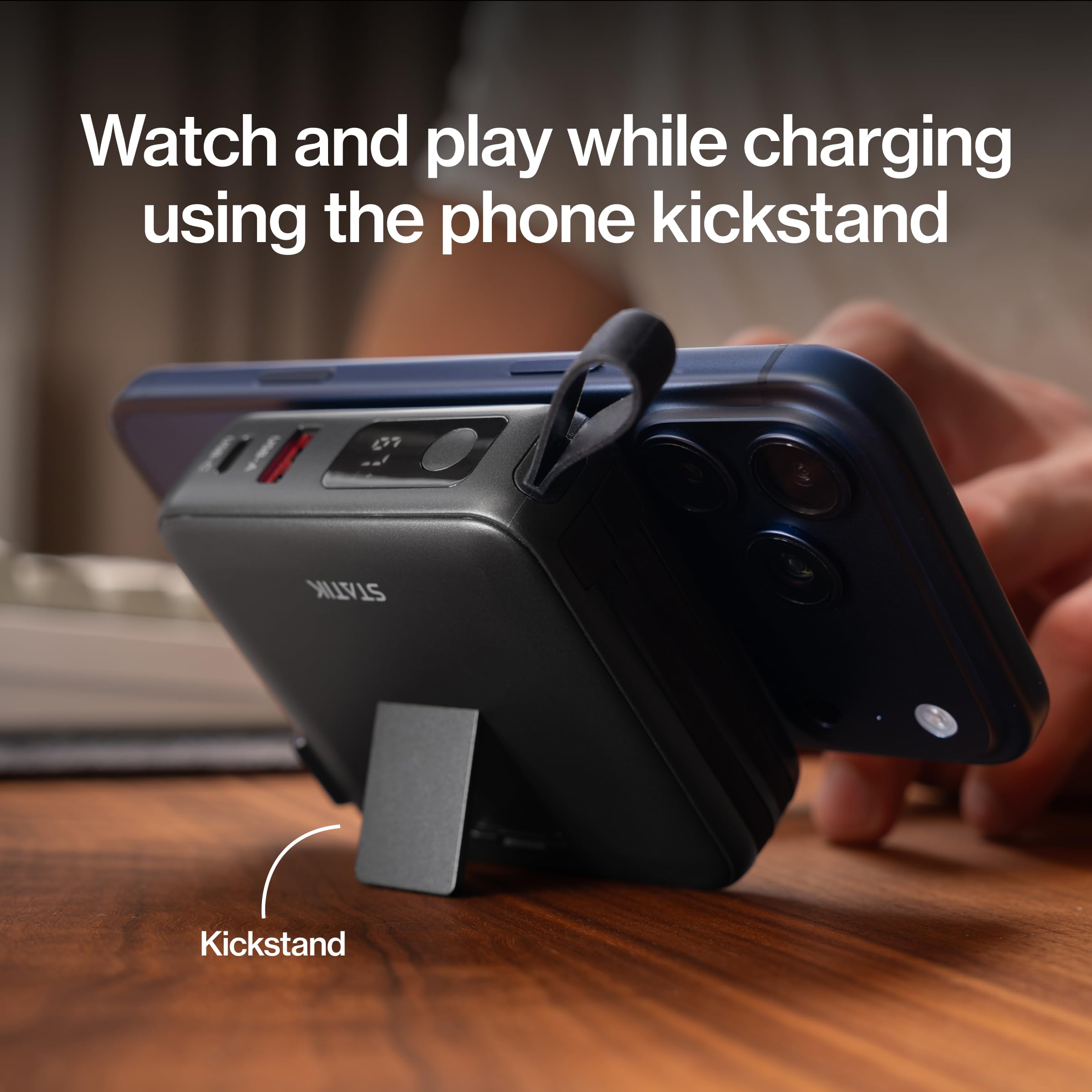 STATIK SmartCharge 5 en 1 banco de energía de viaje con enchufe de pared y cables USB C integrados, 10000mAh International Travel Essentials y cargador portátil europeo, compatible con iPhone 16/15/14
