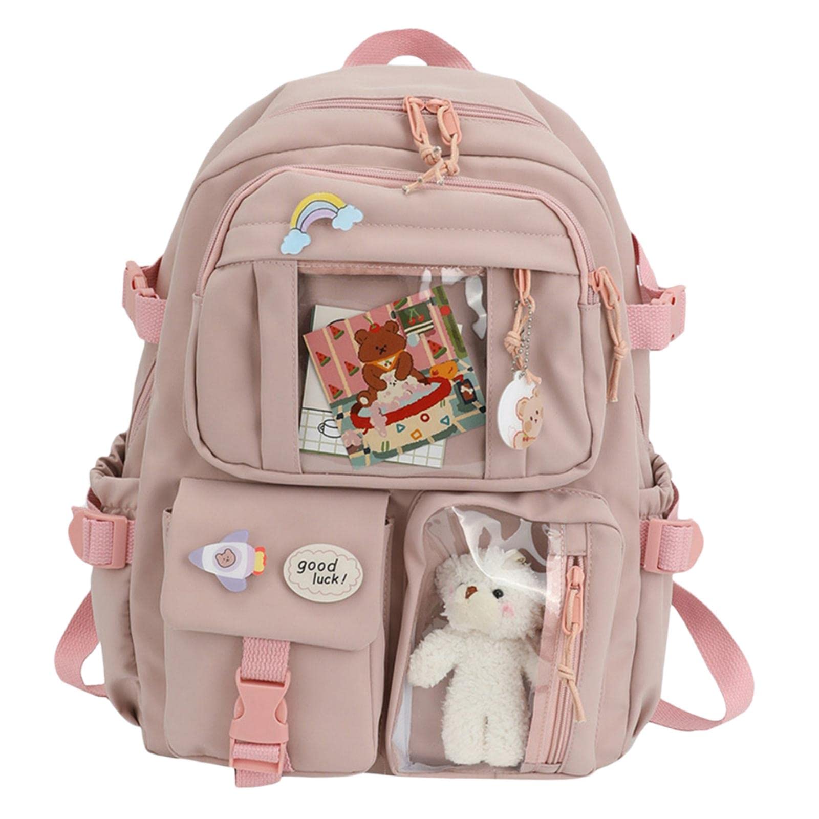 Women Backpacks Travel Bag Multi-Pocket Handbags Rucksack Anti Theft pink-image-23