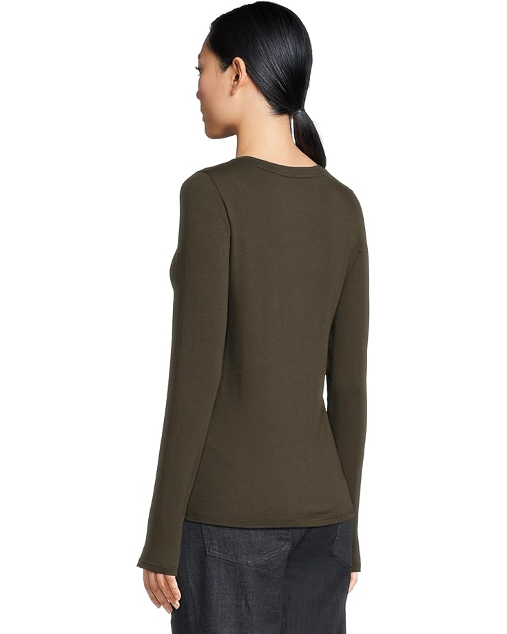Eileen Fisher Sheer Knit Round Neck Slim Long Sleeve Tee - #3 of 5