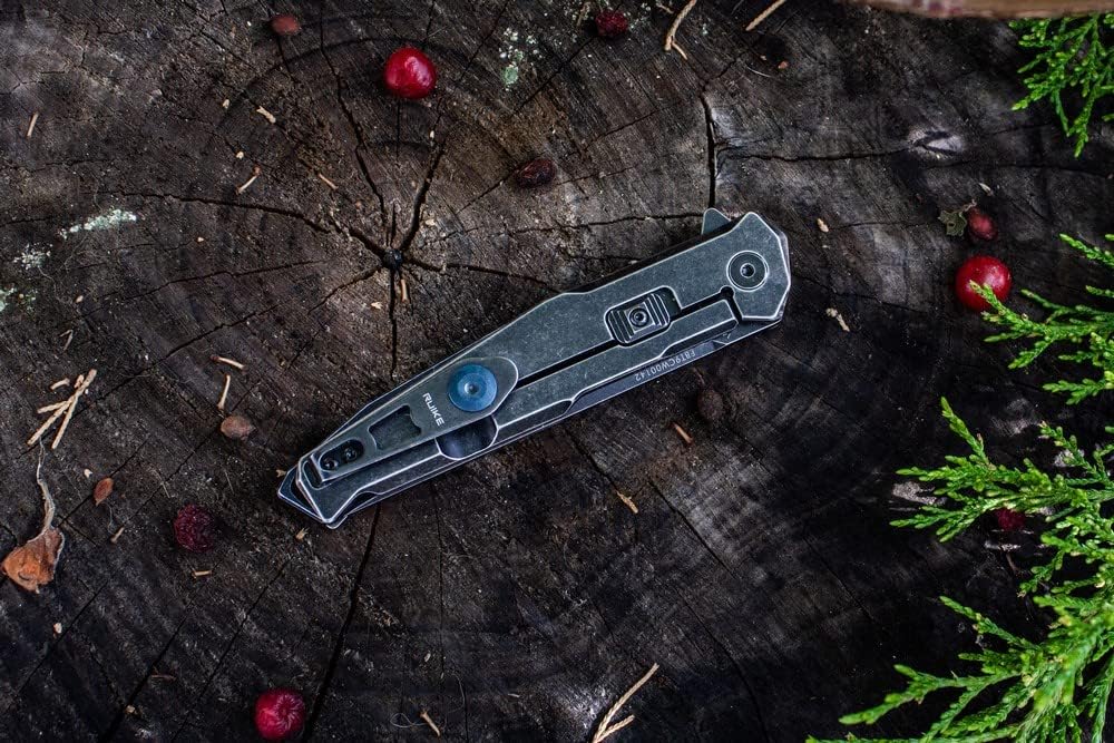 Ruike Tactical Pocket Knife for men Folding Knife Frame Lock 14C28N Steel Camping Knives Small Hiking Work Utility Knife Blet Clip Women Gifts EDC Tool Gear P108-SB