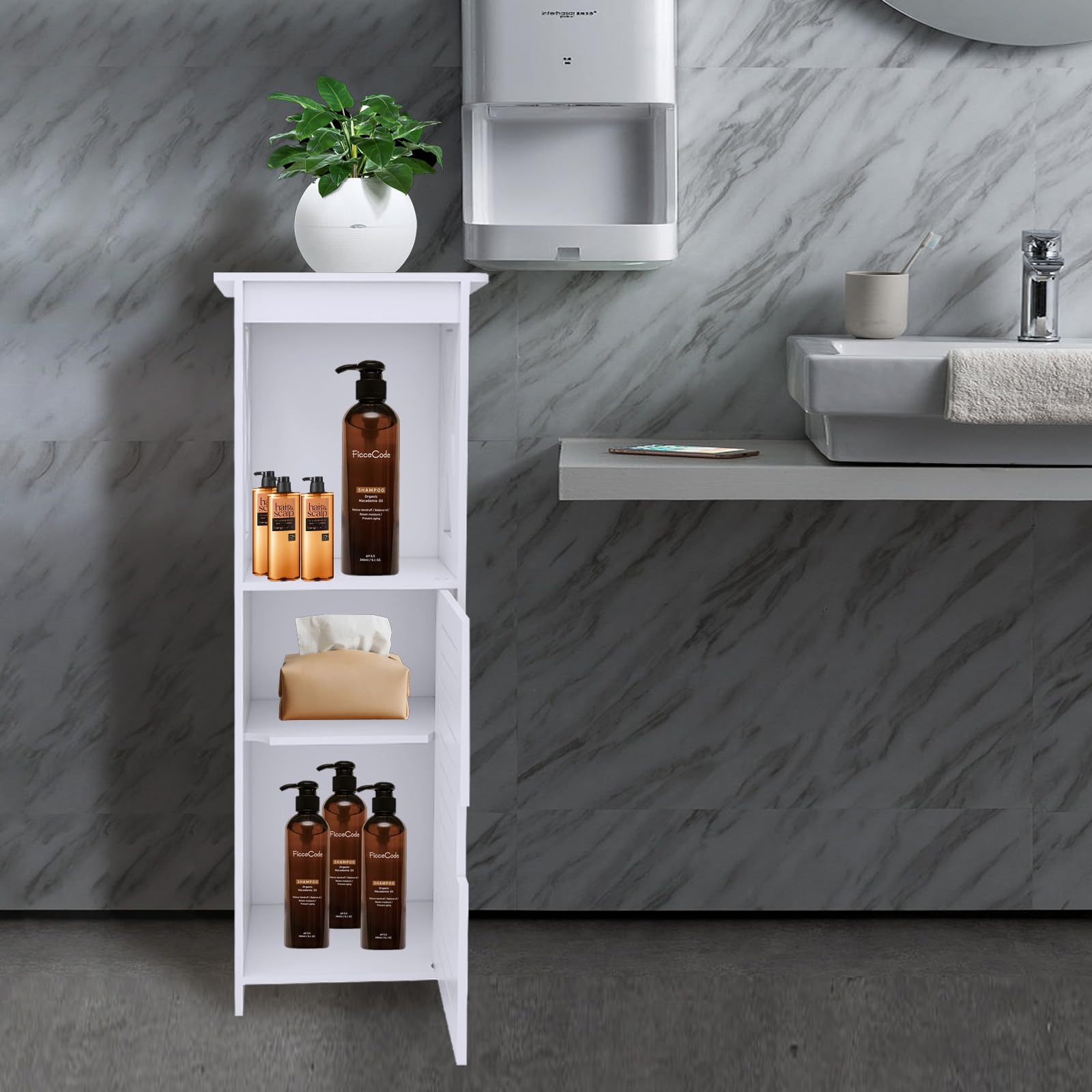 LANTUS - Mueble de almacenamiento para inodoro, armario, estante ajustable, patas resistentes al agua, pequeños espacios, pequeño armario de baño para cuarto de baño, sala de estar, 26 x 20 x 75 cm