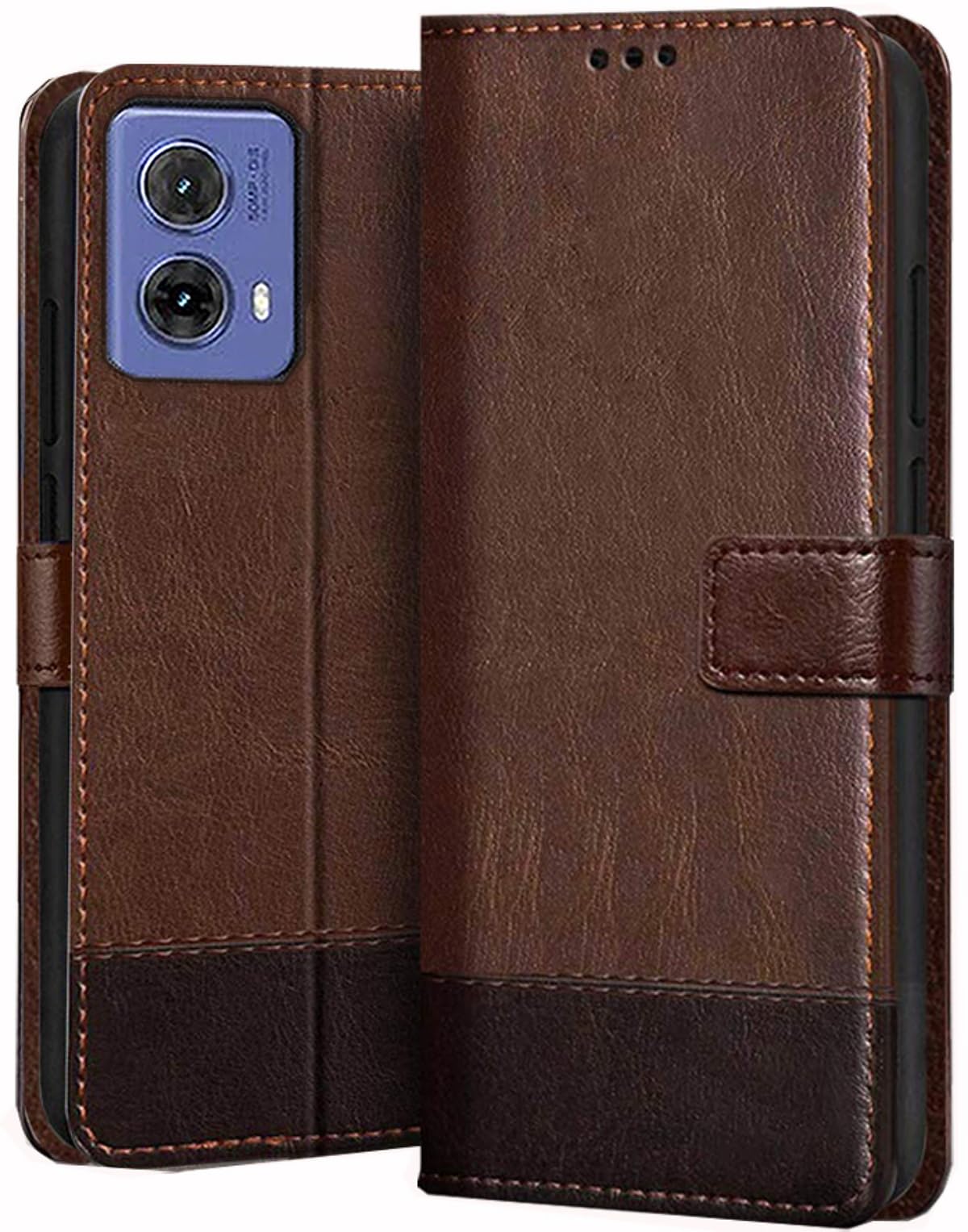 SHINESTAR Ultimate Dual Shade Leather Finish Flip Back Cover for Motorola G85 5G | Inside TPU & Inbuilt Stand | Wallet Style Back Cover for Motorola Moto G85 5G Flip Cover | - Brown & Coffee (B0D9K8CLF4) Amazon Price History, Amazon Price Tracker