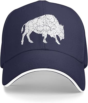 Distressed Buffalo Retro Bison Animal Lover Baseball Cap Golf Dad Hat Adjustable Classic Men Women Black - M