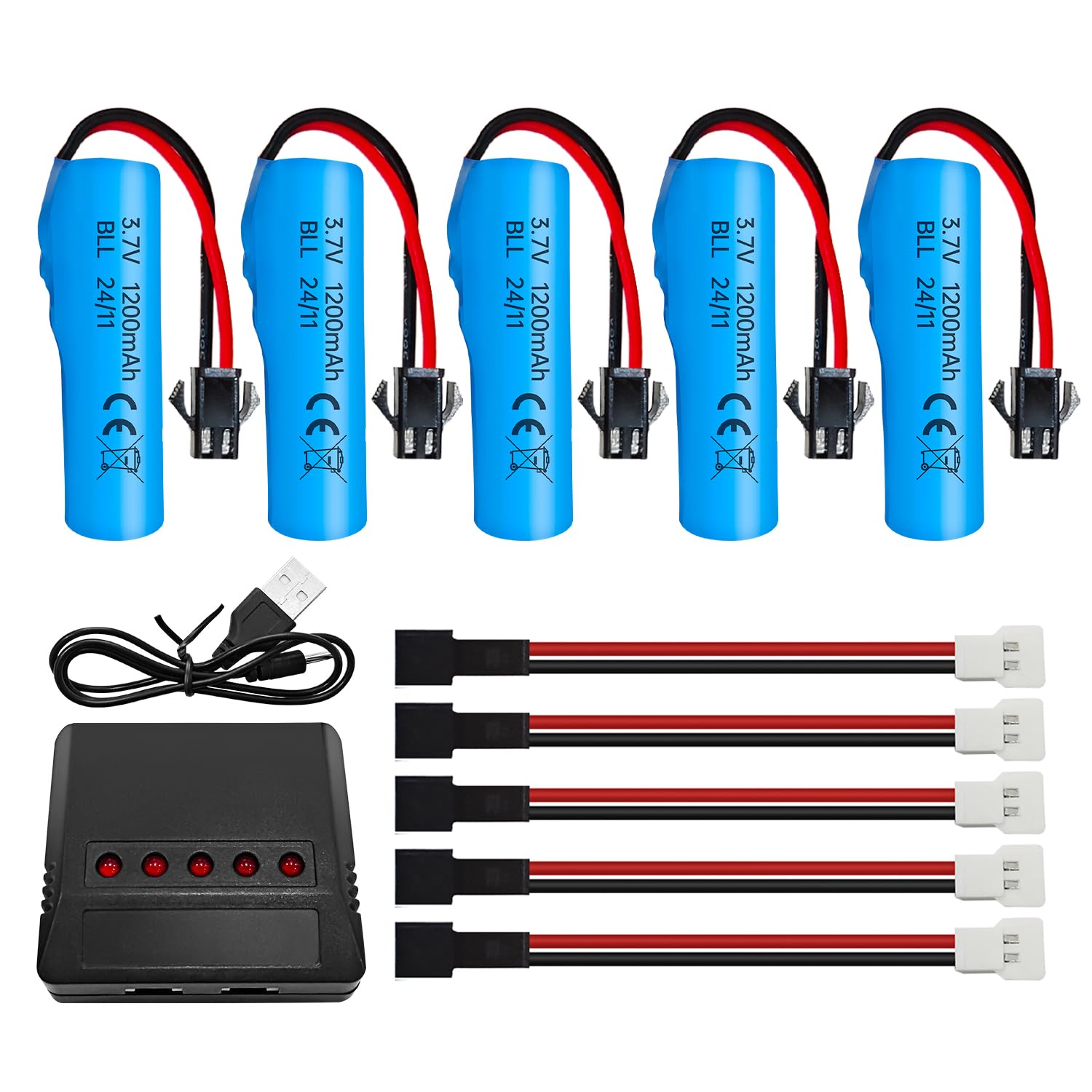 ZYGY 5PCS 3.7V 1200mah Lipo Batería con 5en1 Cargador para DE45 DE58 DE49 DE57 DE70 RC Coche 1 ZYGY 5PCS 3.7V 1200mah Lipo Batería con 5en1 Cargador para DE45 DE58 DE49 DE57 DE70 RC Coche 1