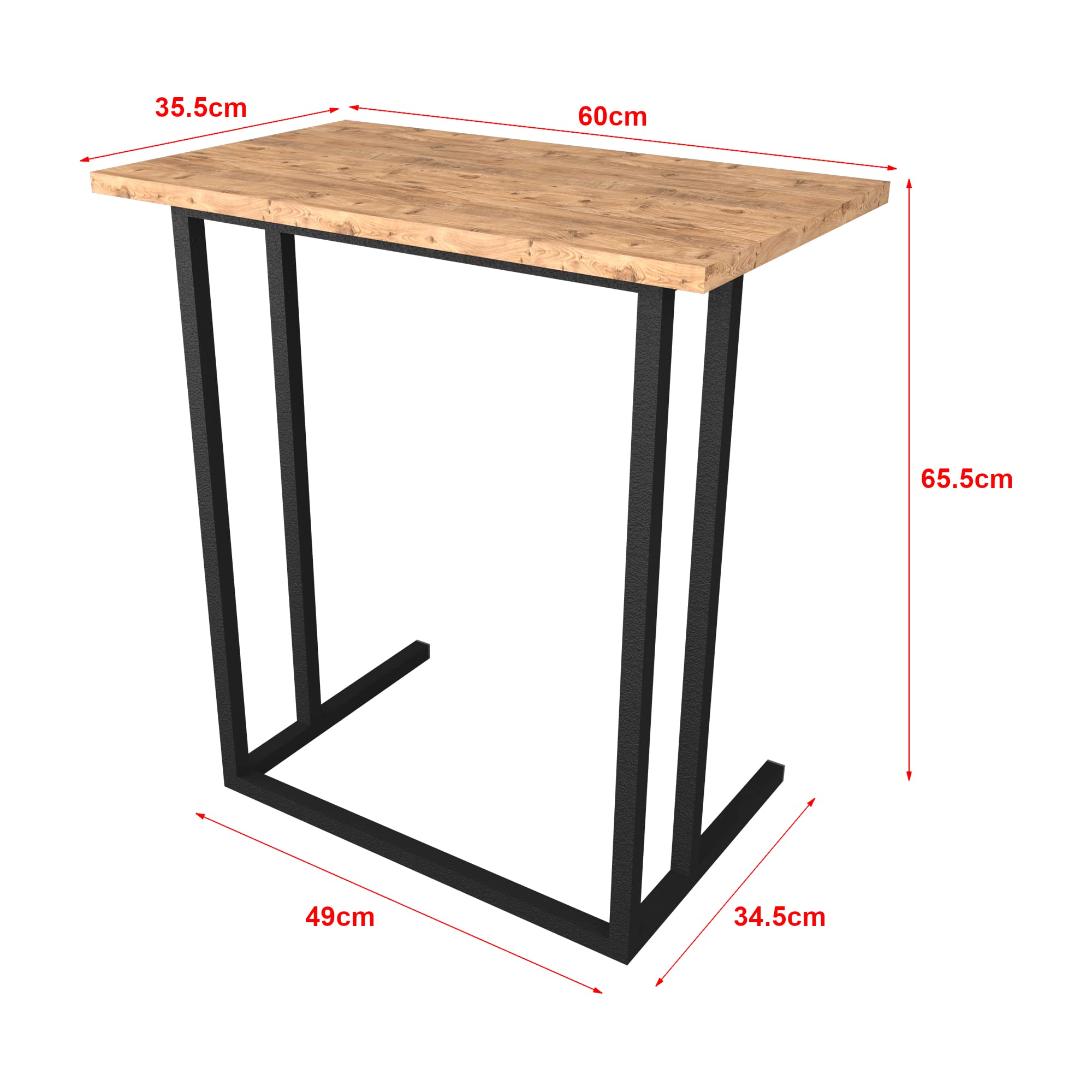 [en.casa] Tavolino Laterale (AxLxP) 65,5 x 60 x 35,5 cm Tavolino Basso con Piano di Appoggio per Notebook PC Portatile Consolle da Divano - Effetto Rovere