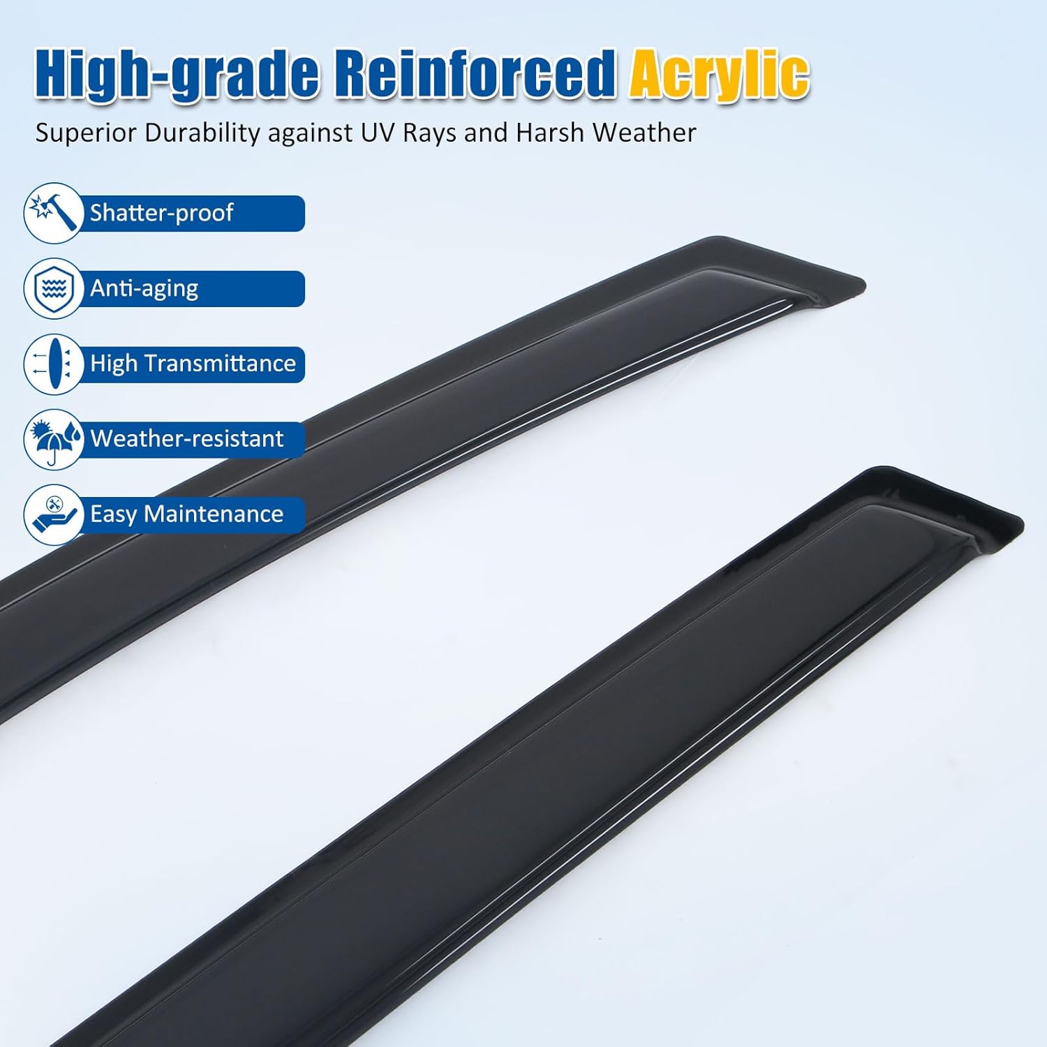 FREEMOTOR802 Tape-on Window Deflectors Fits 2024-2026 Chevrolet Equinox EV, Rain Guards Side Window Visors Wind Deflectors Vent Visors Smoke Tinted Acrylic 4PCS