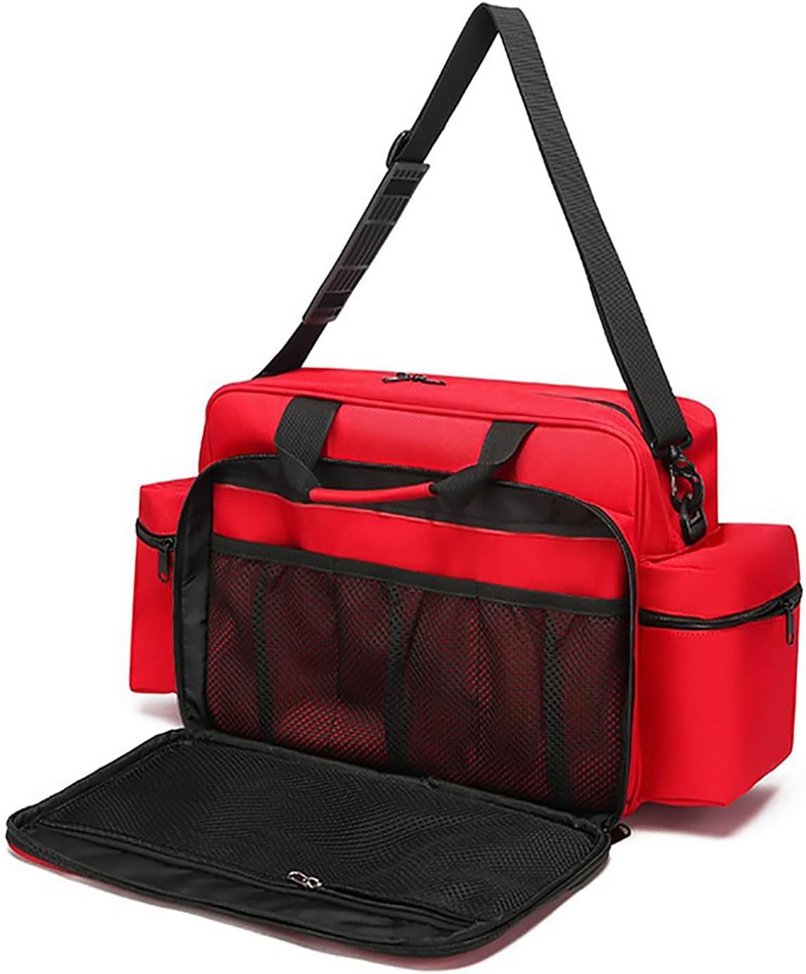 Bolsa de primeros auxilios vacía, bolsa de traumatología médica con separadores interiores, bolsa de asistencia sanitaria a domicilio con correa para el hombro para paramédicos y kit de suministros mé
