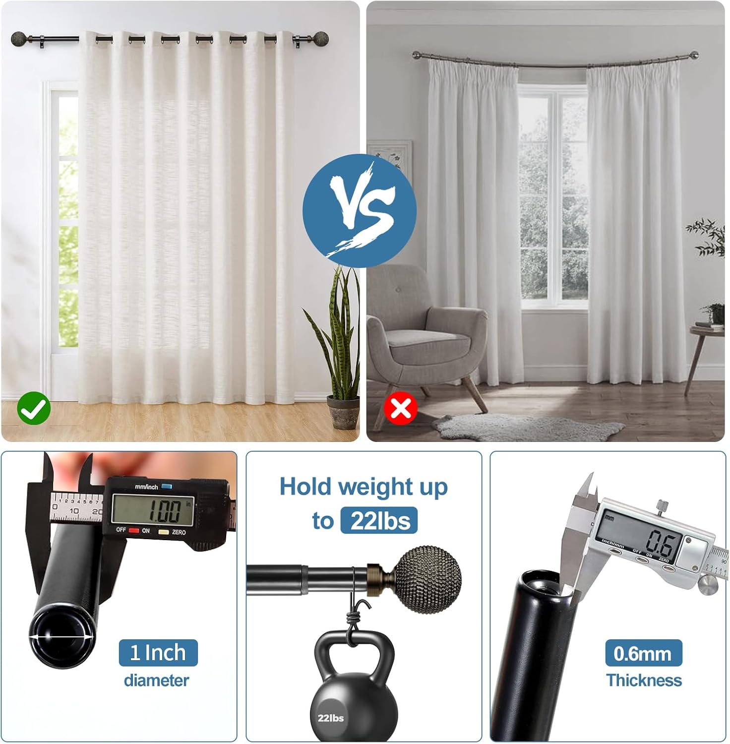 Urbanest 1-inch Diameter Giato Adjustable Single Drapery Curtain Rod, 48-inch to 84-inch, Burnt Gold