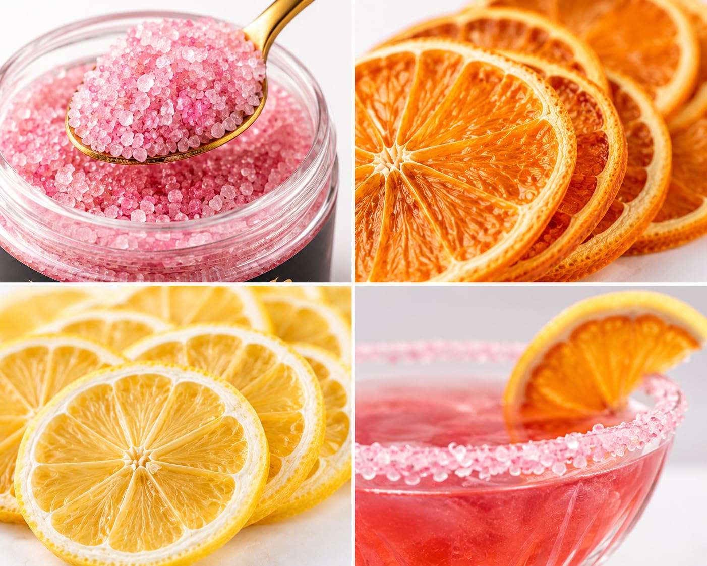 Lux Life Pink Cocktail Rimming Sugar & Dried Citrus Garnish Bundle – Pink Cocktail Sugar, Dried Orange Slices, Dried Lemon Slices & Recipe Guide for Cocktails, Mocktails & Drink Presentation image 5