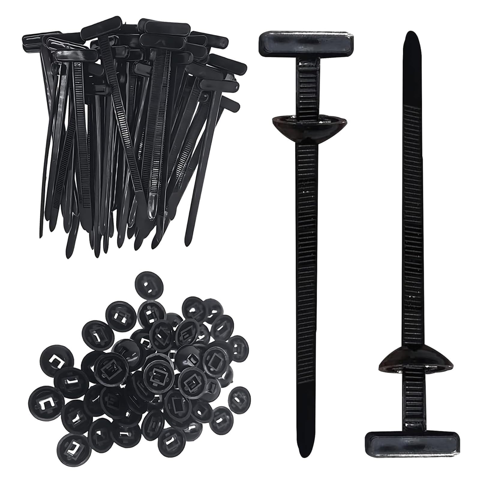 100Pcs Cable Tie Buckle, Nylon Universal Cable Tie Buckle, Heavy Duty Self-Locking Nylon Universal Cable Ties Buckles
