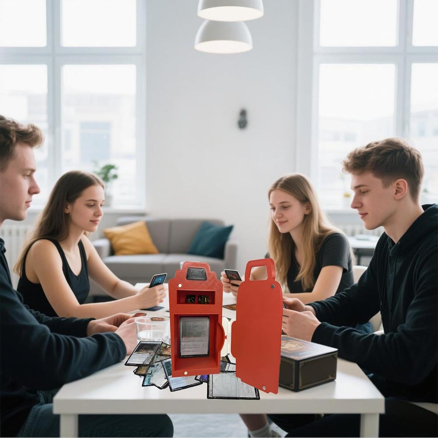 Nuka Card Storage, Red Commander Deck Box for Dice & Holding 100+ Sleeved Cards - Perfect TCG Gift & TCG Accessories For TCG Enthusiasts